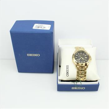 Mens Seiko Kinetic Gold Colored Watch