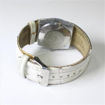 Mens White Leather Hoga Directime Watch