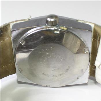 Mens White Leather Hoga Directime Watch