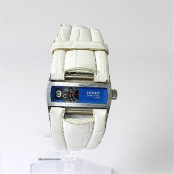 Mens White Leather Hoga Directime Watch
