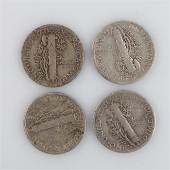 Mercury Silver Dimes, 4 Pieces