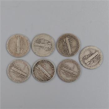 Mercury Silver Dimes, 7 Pieces