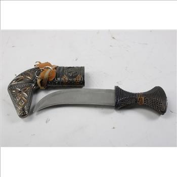 Metal Curved Knife With Sheath