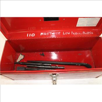 Metal Toolbox With Air Chisel & Bits