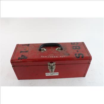 Metal Toolbox With Air Chisel & Bits