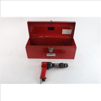 Metal Toolbox With Air Chisel & Bits