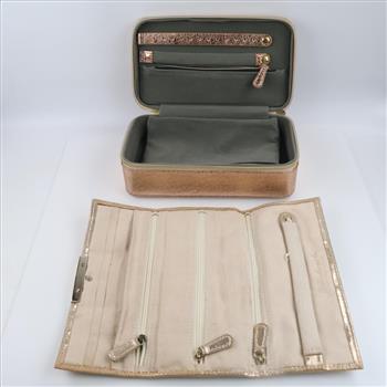 Metallic Jewelry Travel Case And Snap Portfolio, 2 Pieces