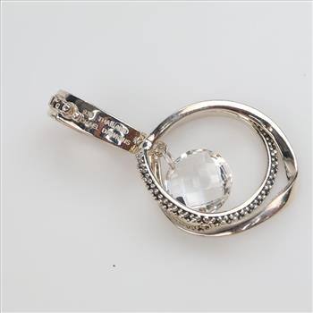 Michael Dawkins Sterling Silver Clear Stone Circle Pendant