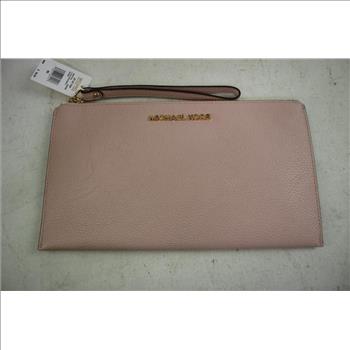 Michael Kors Blossom Pink Zipper Clutch Leather Hand Wallet