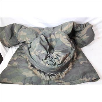 Michael Kors Camo Hooded Coat, Large And MK 46