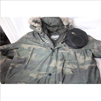 Michael Kors Camo Hooded Coat, Large And MK 46