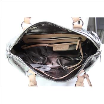Michael Kors Grayson Monogram Mirror Metalli Chrome Handbag