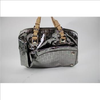 Michael Kors Grayson Monogram Mirror Metalli Chrome Handbag