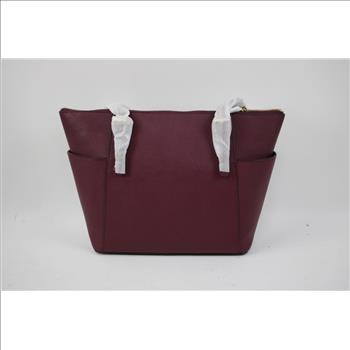Michael Kors Jet Set Leather Top-Zip Tote Bag, Plum