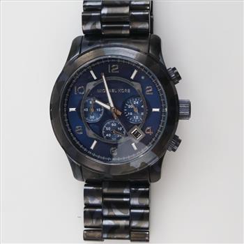 Michael Kors Oversized Runway Blue Tone Camo Watch