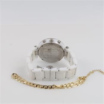 Michael Kors Parker Ceramic Watch With Fashion Anklet