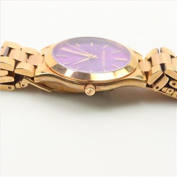 Michael Kors Rose Slim Runway Purple Dial Watch