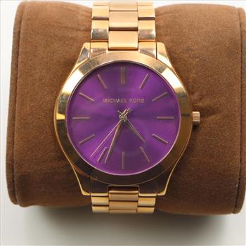 Michael Kors Rose Slim Runway Purple Dial Watch