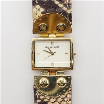 Michael Kors Square Face Leather Band Watch