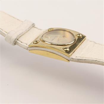 Michael Kors White Leather Strap Champagne Dial Watch