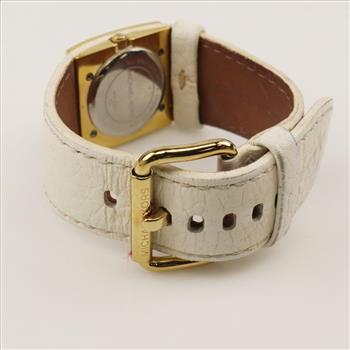 Michael Kors White Leather Strap Champagne Dial Watch