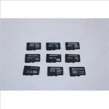 MicroSD Memory Cards, 32GB, Lot Of 9
