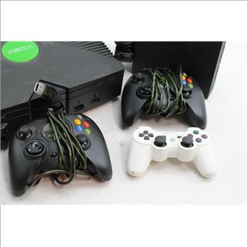 Microsoft Xbox Console, Sony Playstation 2 Console, & Controllers; 6 Pieces