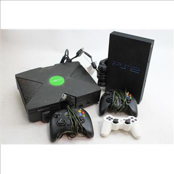 Microsoft Xbox Console, Sony Playstation 2 Console, & Controllers; 6 Pieces