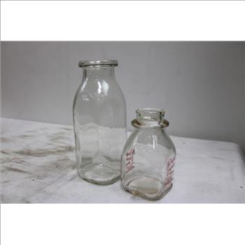 Milk Glass Bottles, 2 Pieces