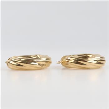 Milor 14kt Gold Hollow Twisted Hoop Earrings