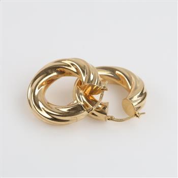 Milor 14kt Gold Hollow Twisted Hoop Earrings