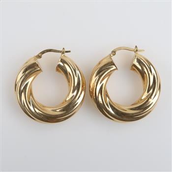 Milor 14kt Gold Hollow Twisted Hoop Earrings
