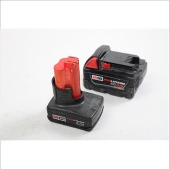 Milwaukee 12v And 18v Batteries, 2 Pieces