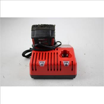 Milwaukee Charger With M18 Red Lithium XC5.0 Battery