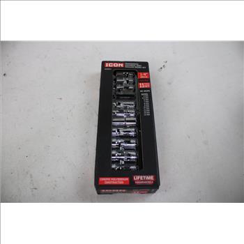 Milwaukee M12 Cordless Ratchet, M12 12 Volt Lithium-ion Battery Charger & Battery, Icon Shallow Socket Set 3 Pieces