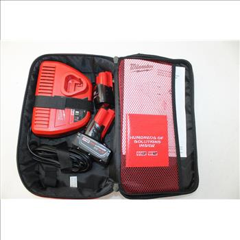 Milwaukee M12 Red Lithium Xc 4.0 Battery Case With Charger And 2 Batteries