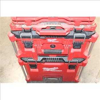 Milwaukee Packout Rolling Stackable Tool Box System And Tool Bag With Mixed Tools