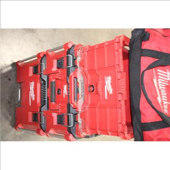 Milwaukee Packout Rolling Stackable Tool Box System And Tool Bag With Mixed Tools