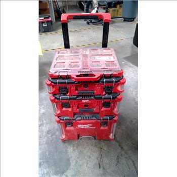 Milwaukee Stackable Packout Tool Boxes With Mixed Tools