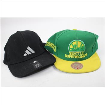 Milwaukee, US Army Headlamps, Adidas, Seattle Supersonics Hats, Flashlight, 5 Pieces