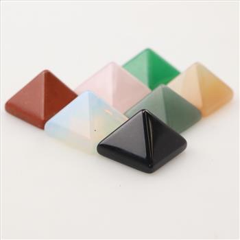 Mini Pyramid Loose Feng Shui Craft Stones, 7 Pieces, Includes Gemstones