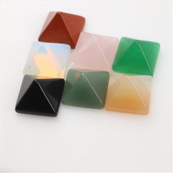 Mini Pyramid Loose Feng Shui Craft Stones, 7 Pieces, Includes Gemstones