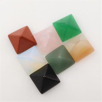 Mini Pyramid Loose Feng Shui Craft Stones, 7 Pieces, Includes Gemstones