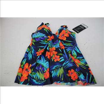 Miraclesuit Marina Tankini Top & Lucky Brand Women's Smocked Square Neck Paisley Peasant Top 2 Piece