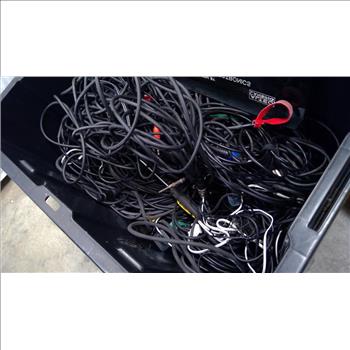 Mixed Cables Bulk Lot In HDX Plastic Storage Tote