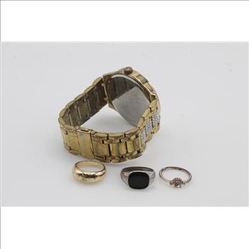 Mixed Fashion Rings And Watch, 4 Pieces