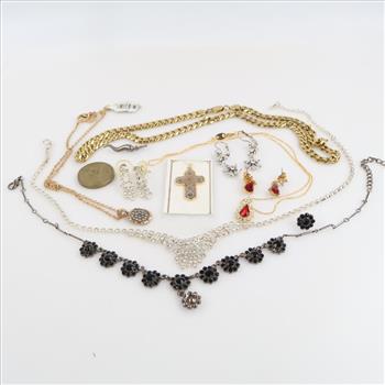 Mixed Jewelry And Foreign Coin, 11+ Pieces