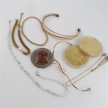 Mixed Jewelry And Tokens, 9 Pieces