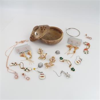 Mixed Jewelry And Trinket Box, 10+ Pieces