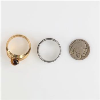 Mixed Jewelry And US Buffalo Nickel, 3 Pieces